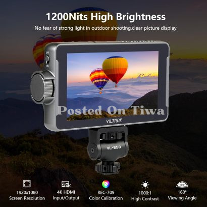 VILTROX DC-550 Field Monitor – 5.5-Inch 1200 Nits, 4K HDMI, LUT Support